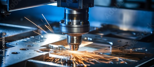 Metalworking CNC milling machine. Cutting metal modern processing technology