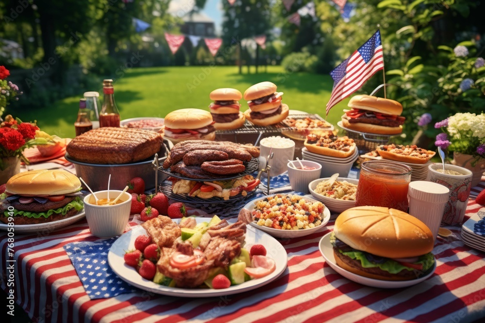 Joyful Independence Day barbecue in a backyard Joyful Independence Day barbecue in a backyard