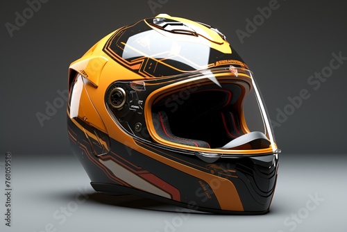 a yellow and black motorcycle helmet