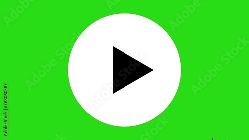 Mouse clicking video play and pause button with chroma key, green screen and alpha channel 4k animation.
