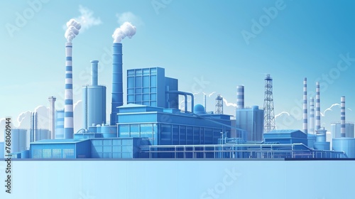 Modern gas power plant petroleum building overlay blue sky cloud