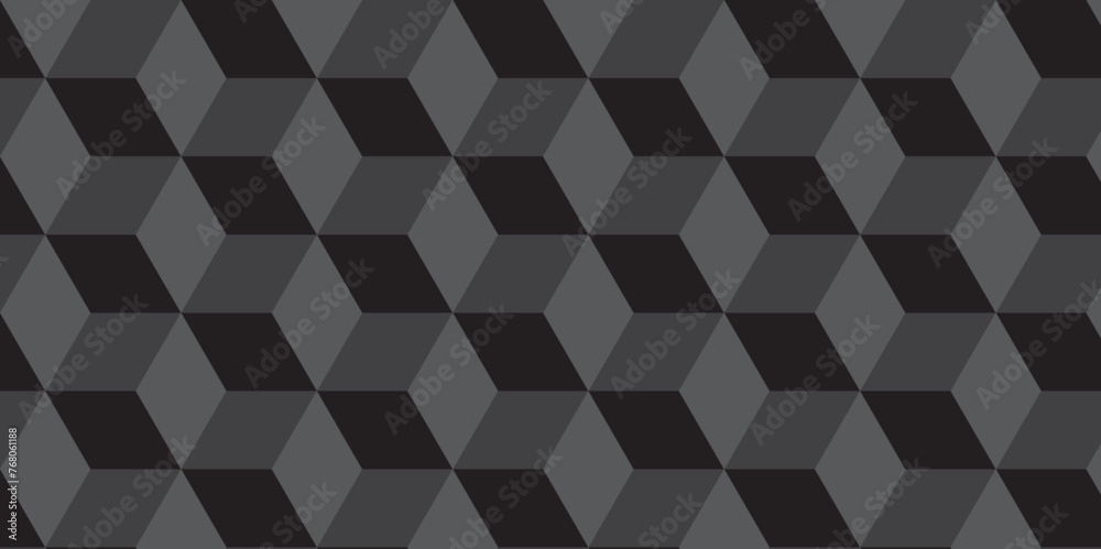 Obraz premium Black and gray background from cubes and lines. Geometric seamless pattern cube. Cubes mosaic shape vector design.