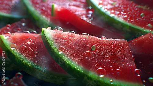 A close-up of succulent slices of watermelon