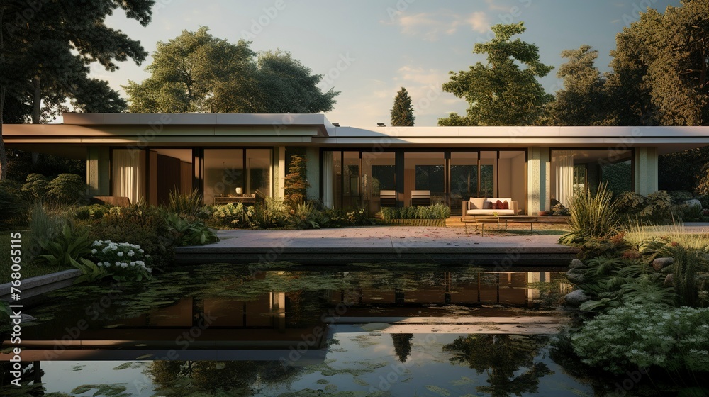 A photo of a Bungalow Reflecting Tranquil Living A photo of a Bungalow Reflecting Tranquil Living