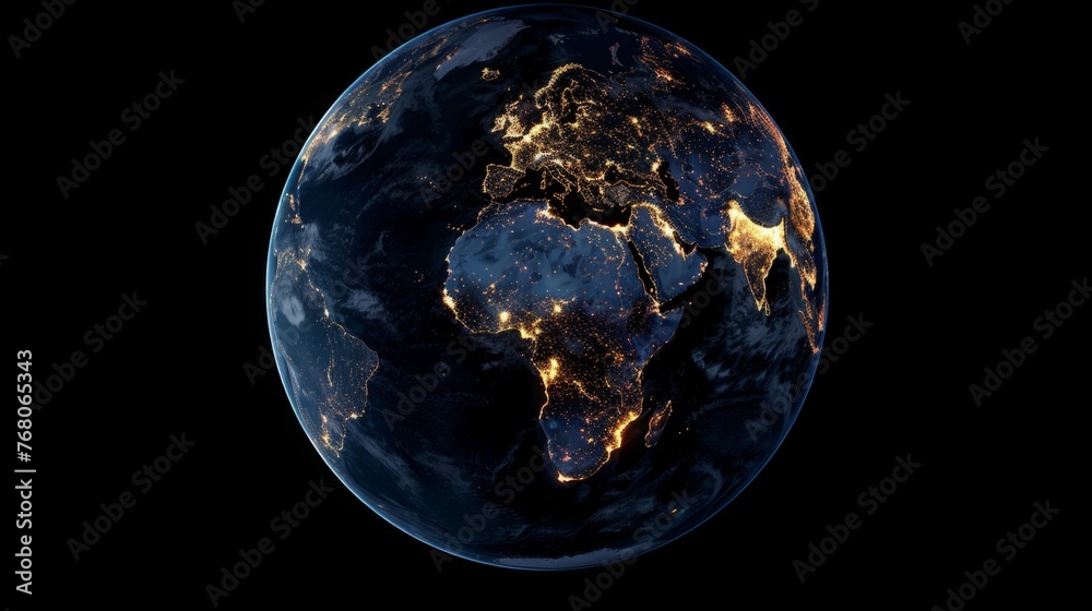 Earth Illuminated at Night, panorama Earth Illuminated at Night, panorama