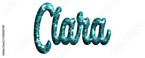 Clara  - glitter light blue, fabric style - name - three-dimensional effect tubular writing - Vector graphics - Word for greetings, banners, card, prints, cricut, silhouette, sublimation