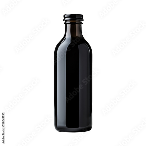 black bottle isolated on transparent background