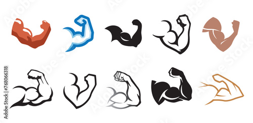 creative human biceps muscles collection logo vector symbol icons design illustration photo