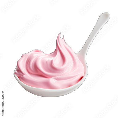 a pink whipped cream on white spoon png