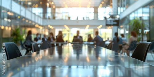 The gentle blur of individuals interacting at a table for business. Generative Ai