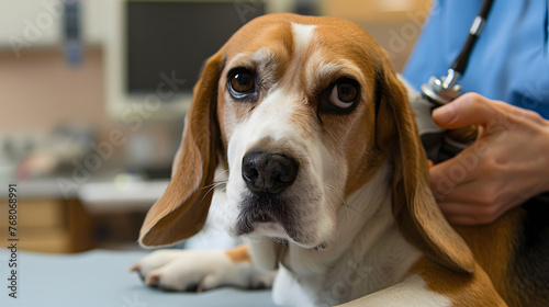 Beagle at the veterinarian