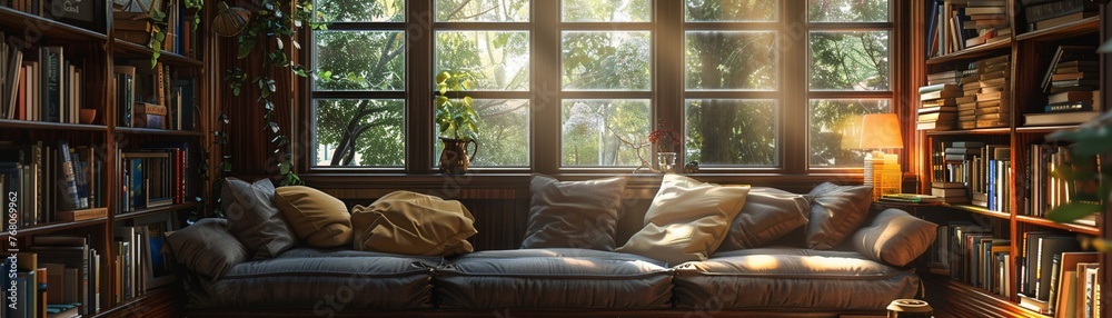 Reading in a cozy nook, surrounded by books, quiet solitude, soft lamp light, evening , high detailed Reading in a cozy nook, surrounded by books, quiet solitude, soft lamp light, evening , high detailed