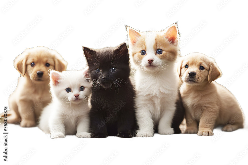 group kitten puppies animal together baby burma cat dog friendship funny gold jack russell labrador lonely pedigreed pet portrait puppy retriever small terrier togetherness whelp white young