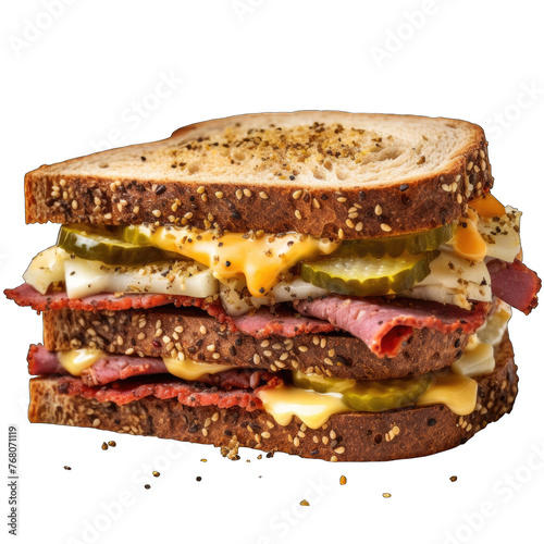 Hot Pastrami and Cheese Sandwich with crispy pickles png