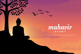 Vector illustration Of Mahavir Jayanti, Celebration of Mahavir birthday ,Religious festival in Jainism
