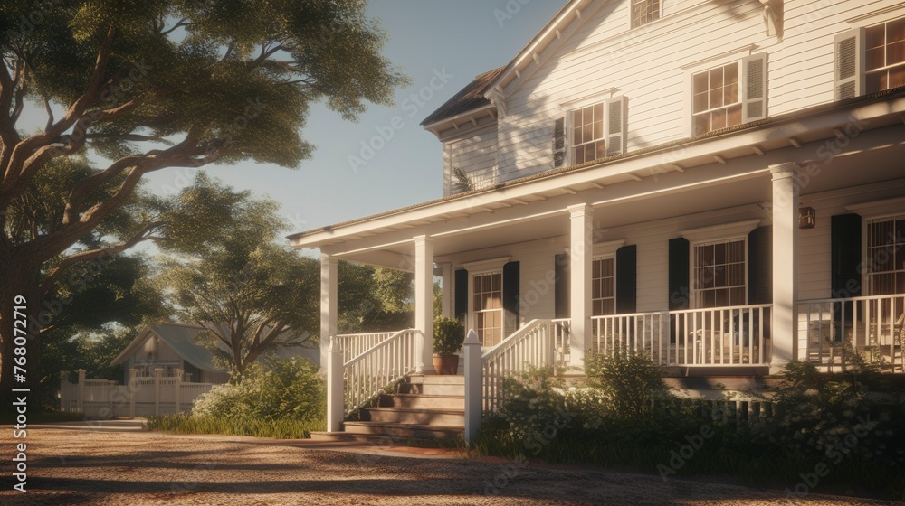 A photo of a Colonial House in Soft Natural Light A photo of a Colonial House in Soft Natural Light