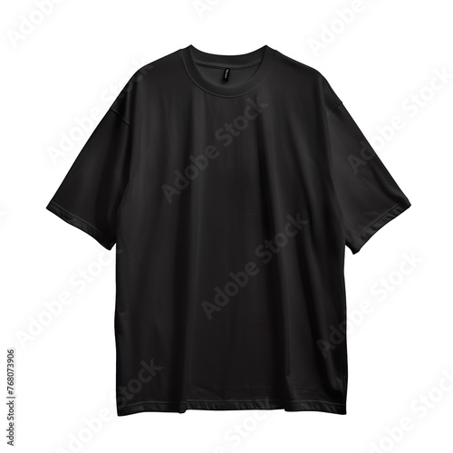 Black oversized T-shirt isolated on a transparent background 