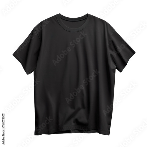 Black oversized T-shirt isolated on a transparent background 