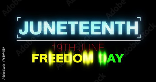Motion of Juneteenth Independence Day. Freedom or Emancipation day. Annual American holiday, celebrated in June 19. African-American history and heritage.