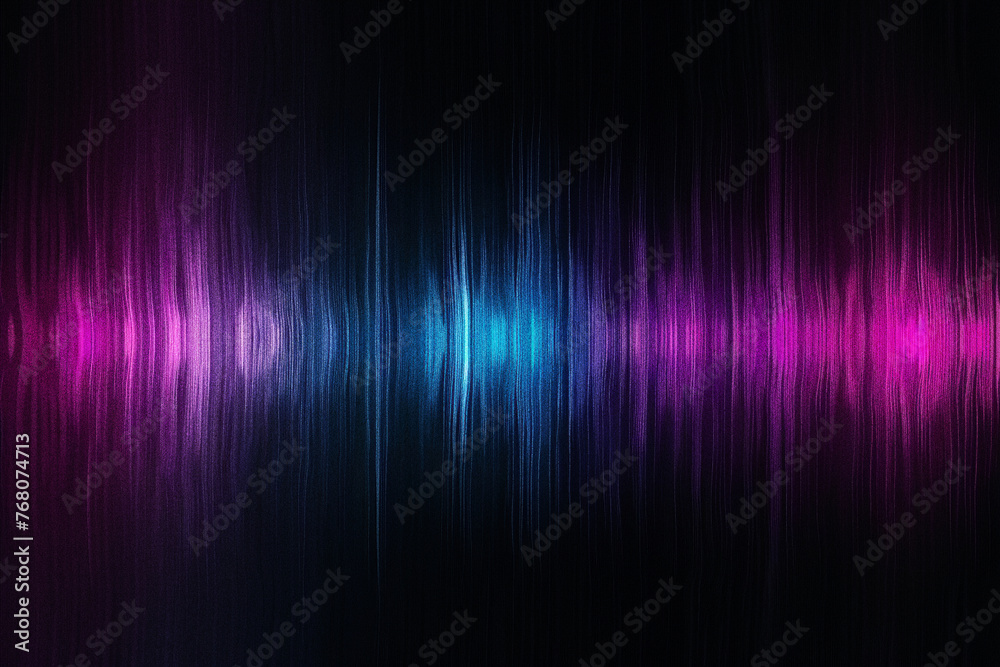 abstract purple and blue soulnd like waves on black background with noise effect frequency
