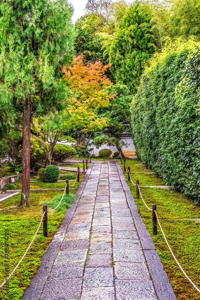 Colorful Path Tofuku-Ji Funda-In Sesshu-ji Buddhist Temple Kyoto Japan Colorful Path Tofuku-Ji Funda-In Sesshu-ji Buddhist Temple Kyoto Japan