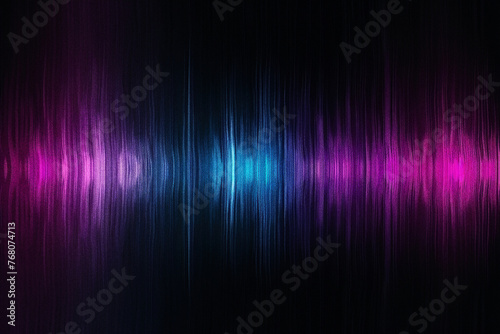 abstract purple and blue soulnd like waves on black background with noise effect frequency