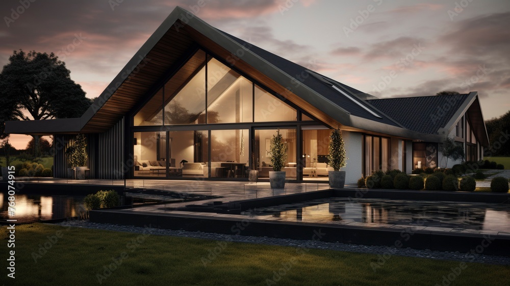 A photo of a Contemporary Bungalow in Soft Light