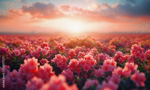 Picturesque Natural Landscape With Blooming Fields Of Azalea. Beautiful Sunny Day © Lightning Traveler