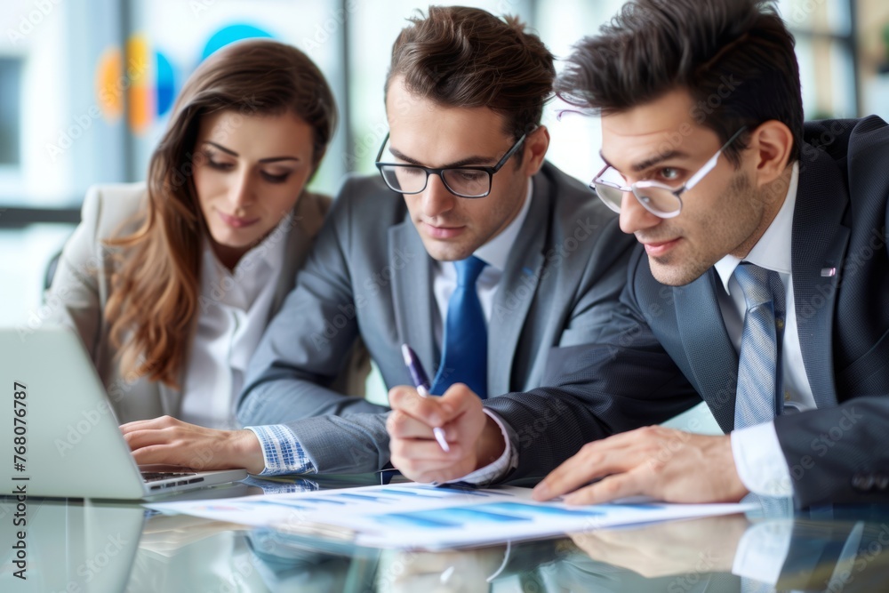 Team strategic cooperation, boss and manager at the meeting table to discuss work plans, strategy, sales reports. Team strategic cooperation, boss and manager at the meeting table to discuss work plans, strategy, sales reports.