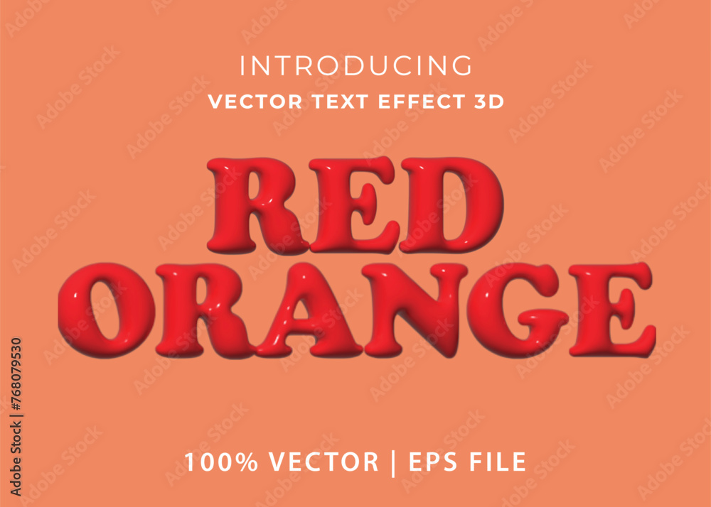 3D Inflated Red Orange Text Effect vector illustration 3D Inflated Red Orange Text Effect vector illustration
