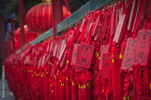 Lucky charms with new year wishes in Dongyue Temple of the Eastern Peak in Beijing city, China photo