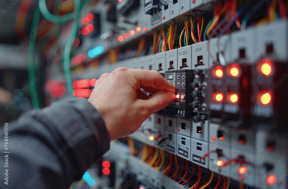 Fototapeta premium electrician working on electrical systems and components.