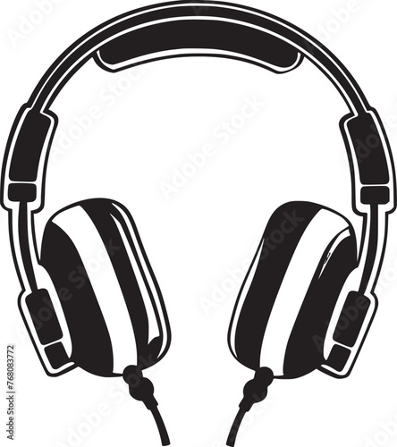 Vector headphones icon. Black symbol silhouette isolated