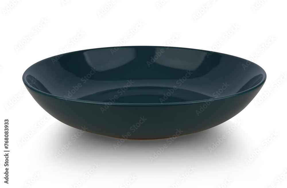Dark green ceramic plate on white background Dark green ceramic plate on white background