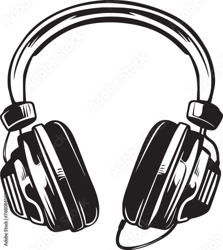 Vector headphones icon. Black symbol silhouette isolated