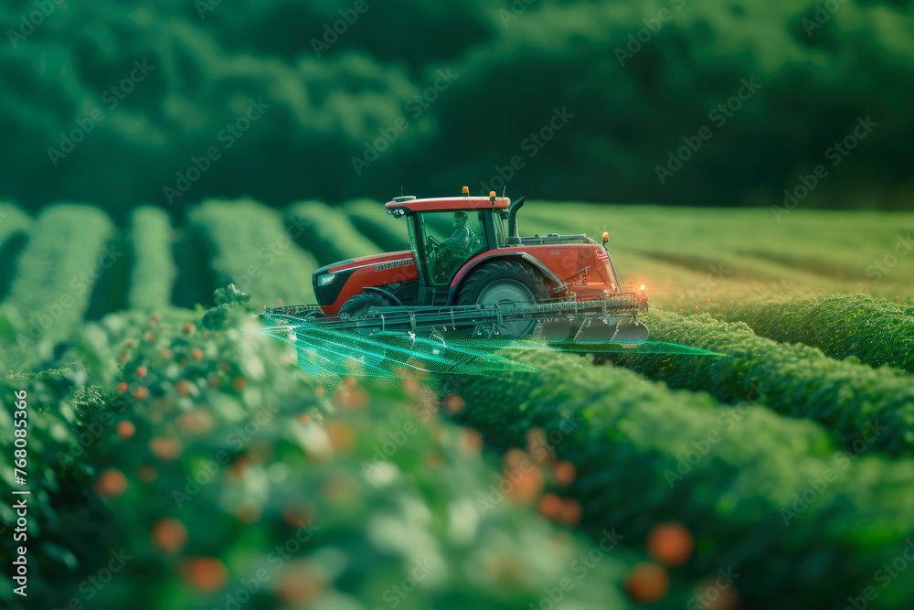 Fototapeta premium Optimizing Crop Yield: AI and Sensor Technology at Work