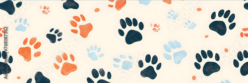 seamless pattern design of puppy paw prints photo