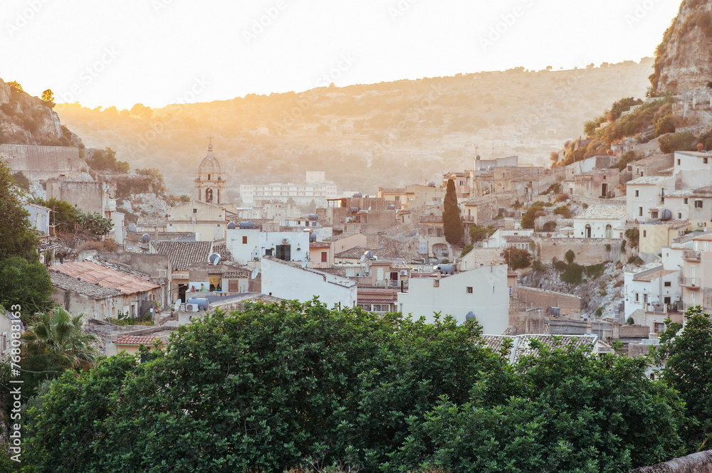 Fototapeta premium Scicli town at sunset in Sicily, southern Italy