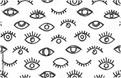 Collection of Eyes Brush drawn Seamless backdrop Vector Format