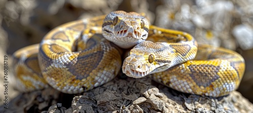 Pythons coiled around ancient trees in the wilderness, serene wildlife encounter