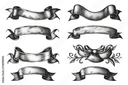 Set of ribbons isolated on transparent background With clipping path. cut out. 3d render