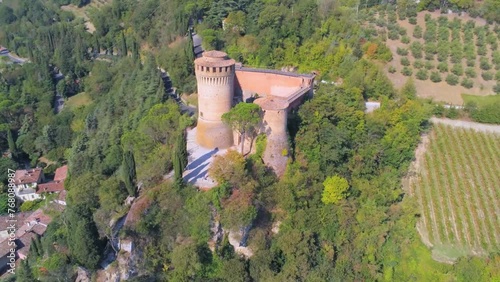 Aerial view of Rocca Manfrediana, Brisighella, Italy
