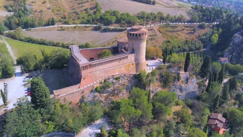 Aerial view of Rocca Manfrediana, Brisighella, Italy