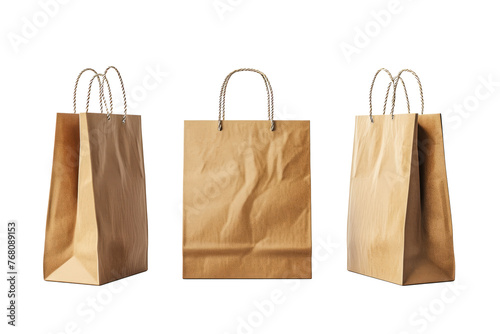 Shopping bag mockups isolated on transparent background With clipping path. cut out. 3d render
