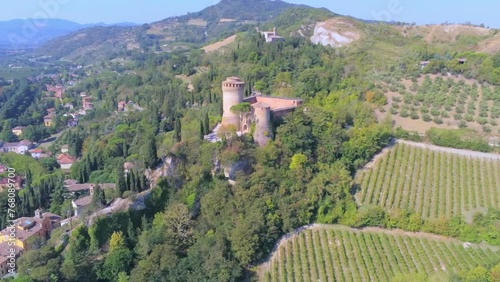 Aerial view of Rocca Manfrediana, Brisighella, Italy