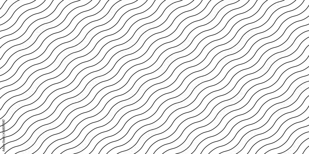 Waves seamless curvy pattern. Simple wavy line seamless pattern background - obrazy, fototapety, plakaty 