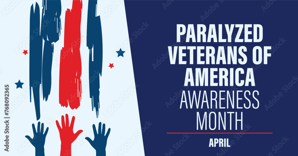 Paralyzed Veterans of and Across America Awareness Month campaign banner. Celebrating military families month. - obrazy, fototapety, plakaty 