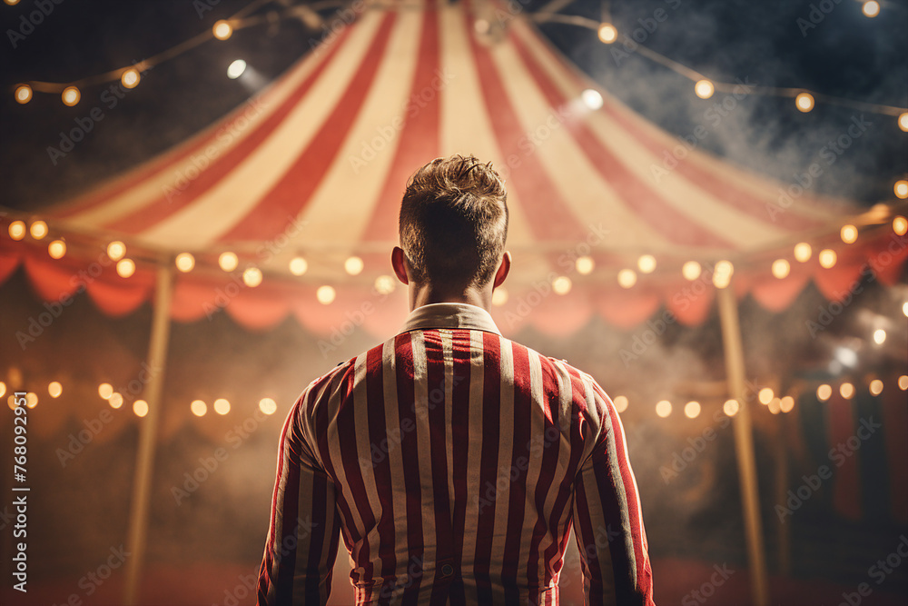 Obraz premium Movie scene stylized picture image made with Generative AI tools amazing circus performance actor trick tent