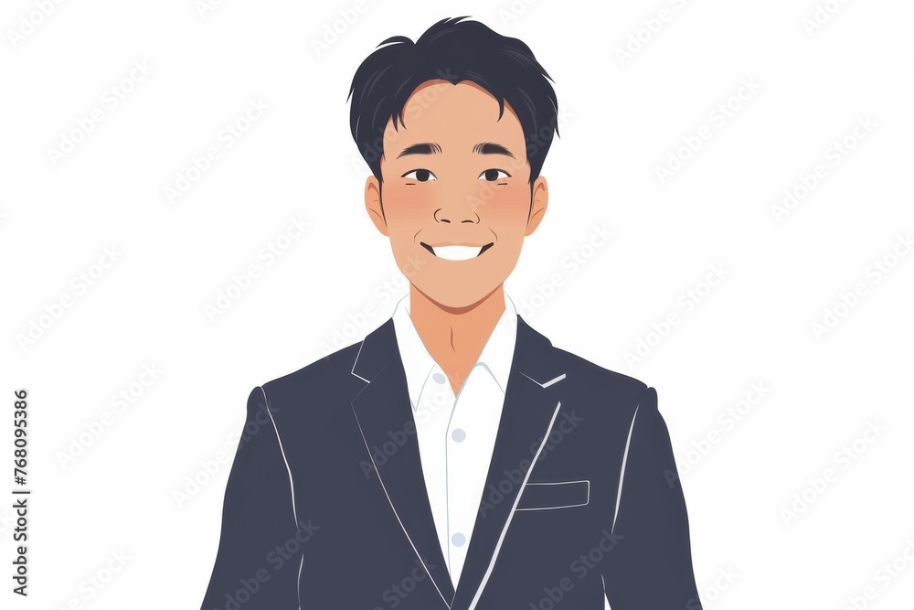 正面の笑顔の日本人の男性ビジネスマン(白背景・サラリーマン・スーツ) 正面の笑顔の日本人の男性ビジネスマン(白背景・サラリーマン・スーツ)