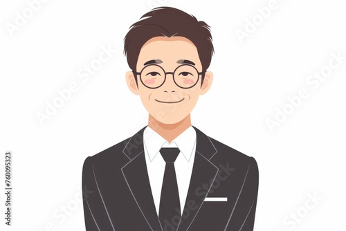 正面の笑顔の日本人の男性ビジネスマン（白背景・サラリーマン・スーツ）
